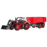 RC traktor s vlečkou 2,4Ghz 1:28 červený RTR